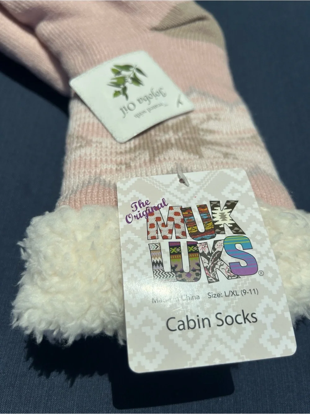 Muk Luks Cozy Pink Sherpa Lined Cabin Socks Fair Isle Sz L/XL Soft Girl NWT